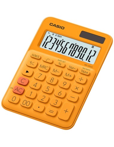 CASIO Calculatrice de bureau 12 chiffres Orange MS-20UC-RG-S-EC