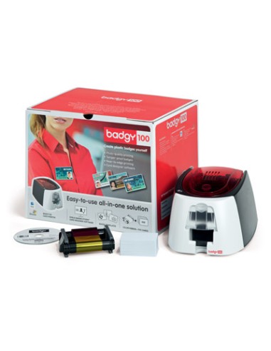 EVOLIS Badgy Imprim Badgy100+1 ruban coul 50 imp+50 cartes PVC épaisses+logiciel Badge Studio B12U0000RS