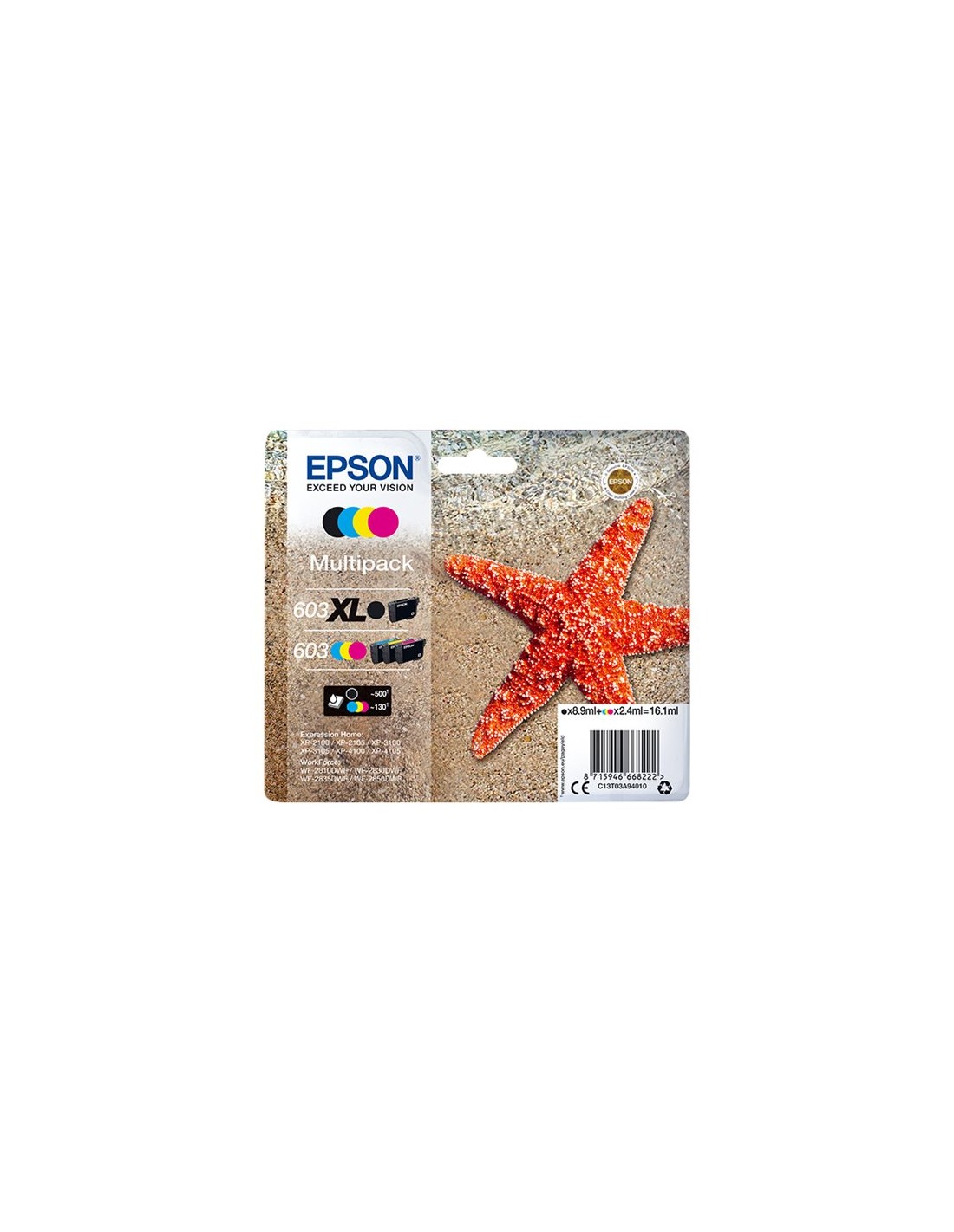Epson 603XL - Étoile de mer - Multipack - 1* 603XL (BK) et 3* 603