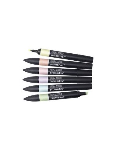 WINSOR & NEWTON Boîte de 6 ProMarker, couleurs tons pastels assortis