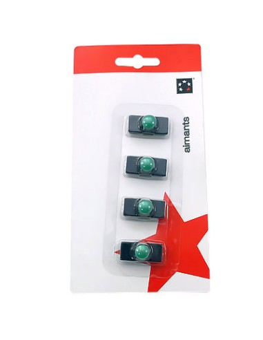 5 ETOILES Plaquette de 4 aimants rectangulaires Noir à téton Vert 1,1 x 2,7 cm