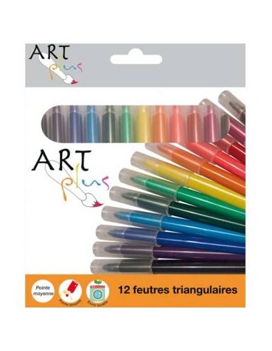 ART PLUS Etui carton de 12 feutres triangulaires pointe moyenne assortis