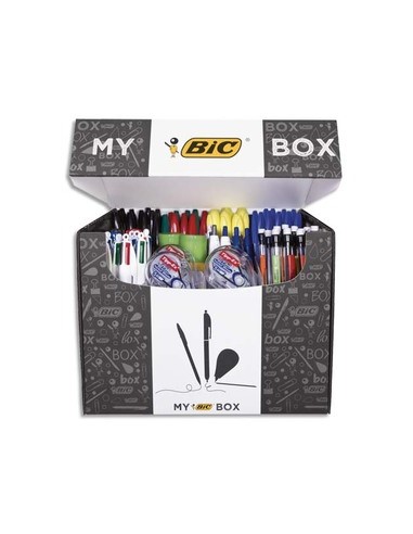 BIC MyBICBox - 124 Produits - 75 Stylos,24 Porte-Mines,8 Correcteurs,7 Marqueurs,8 Surligneurs, 2 Colles