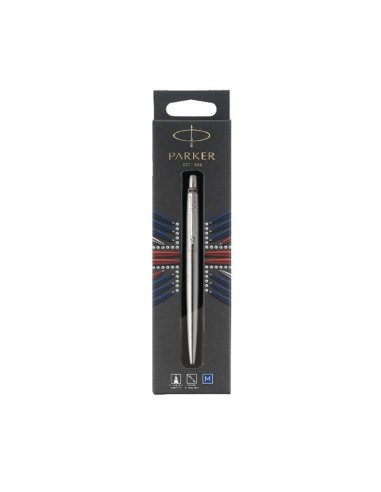 PARKER Pochette 1 stylo bille Bleu pointe moyenne Jotter. Corps Acier CT