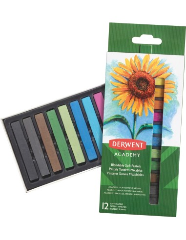 DERWENT ACADEMY Set de 12 pastels tendres, couleurs assorties