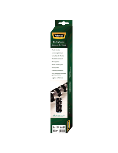 Anneaux de reliure plastique 8 mm-Noir - Fellowes