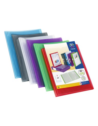 VIQUEL Protège documents personnalisable PROPYGLASS, 120 vues 60 pochettes. Coloris assortis