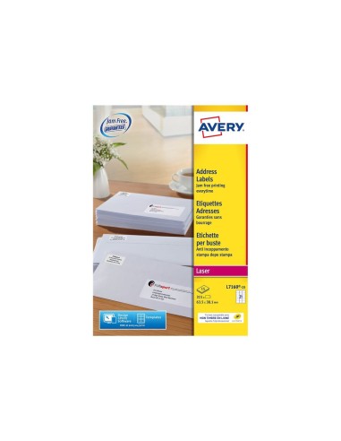 AVERY Boîte de 315 étiquettes adresse/expédition Laser Blanche 63,5x38,1mm L7160-15