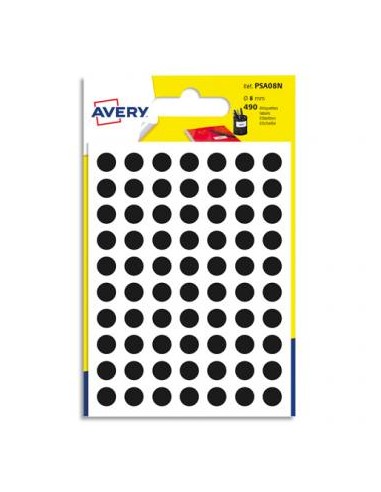 AVERY Sachet de 490 pastilles d8 mm. Ecriture manuelle. Coloris Noir