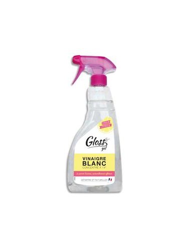 GLOSS Spray 750 ml Gel Vinaigre Blanc détartre et fait briller, concentration 14 degrés, parfum Citron