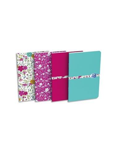 OXFORD Carnet FLORAL reliure piqure 60 pages lignées 6mm format 9 x 14 cm. Coloris assortis