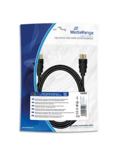 MEDIARANGE Câble HDMI textile rapide+Ethernet male/male,plaqués,18Gbit/s taux tansfert,2m,Noir MRCS196