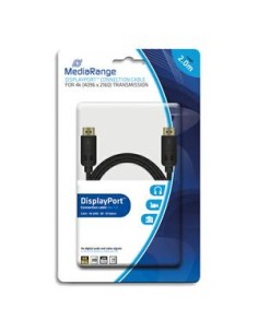 MEDIARANGE Câble DisplayPort,male/male,contacts plaqués,10 Gbit/s taux de tansfert,2m,Noir MRCS159