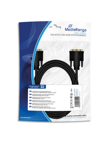 MEDIARANGE Câble DVI-D dual link (24+1 broches), male/male, 2m, Noir MRCS129