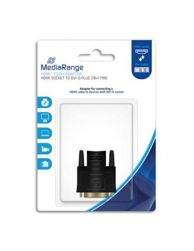 MEDIARANGE Adaptateur HDMI pr DVI, DVI-D male (18+1 broches)/HDMI femelle, contacts plaqués, Noir MRCS170