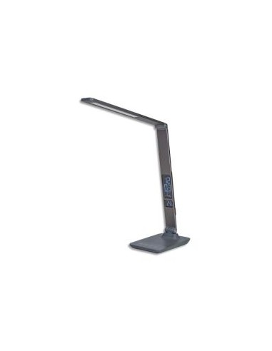 ALBA Lampe Led Viva tactile Gris anthracite, port USB, horloge. Tête 32 cm, bras 35 cm, socle 19 x12 cm