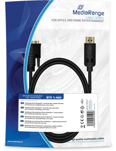 MEDIARANGE Câble adaptateur DVI pour DisplayPort,DP male/DVI-D femelle (24+1),plaqués,2m,Noir MRCS174