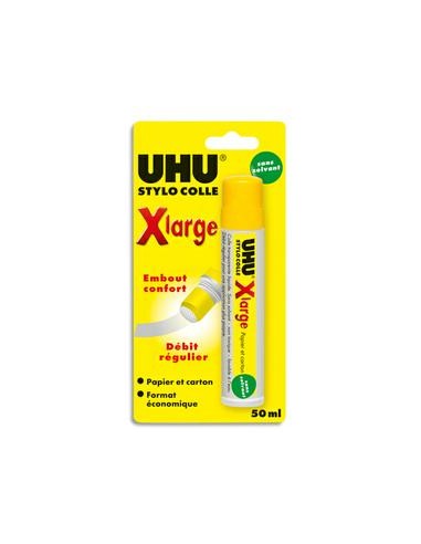 UHU Stylo colle transparente, embout tampon en tissu, sans solvant. Format économique 50ml