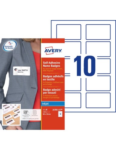 AVERY Sachet de 50 Bracelets d identification imprimables Laser Blanc 26,5 x 1,8 cm