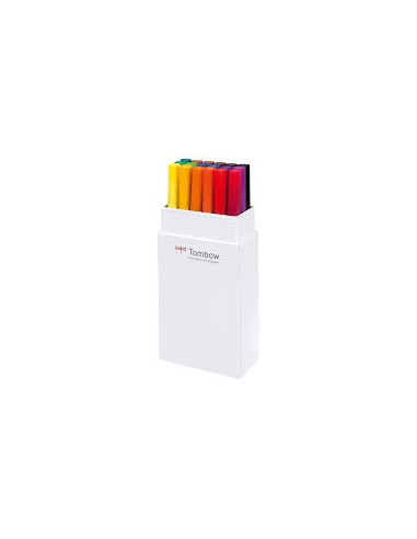 TOMBOW Boîte 18 feutres ABT double pointe (pinceau+fine), assortis couleurs primaires