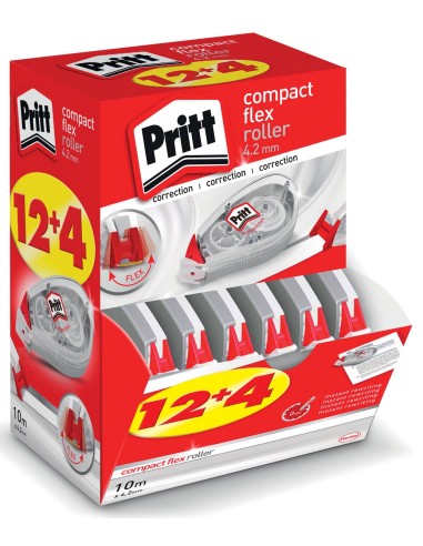 PRITT Boîte ECOpack 12+4 Roller de correction PRITT Compact Flex 4,2 mm x 10m. Application latérale