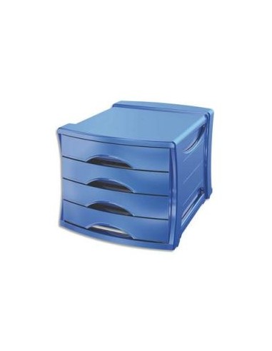 ESSELTE Bloc de classement Europost 4 tiroirs - VIVIDA Bleu - L28,5 x H24,5 x P38 cm