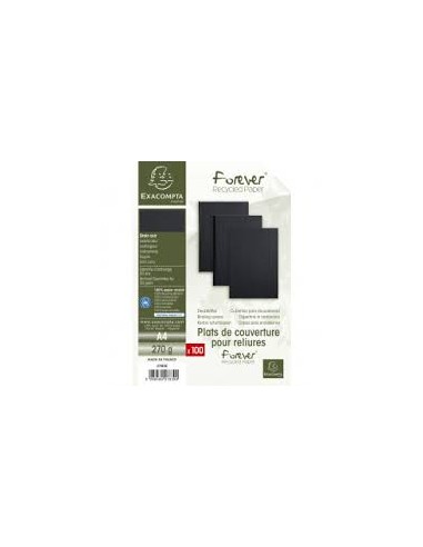 EXACOMPTA Paquet 100 plat couverture FOREVER rigide, grain cuir, 270 g, certifié ange Bleu, Noir A4 2783C