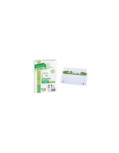 GPV paquet de 40 enveloppes recyclées extra Blanches Erapure, format DL 110x220mm fenetre 45x100mm 80g