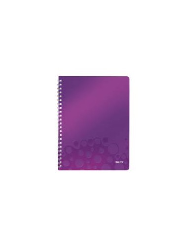 LEITZ Cahier WOW spirales 160 pages détachables 80g A4 5x5. Couverture polypropylène Violet