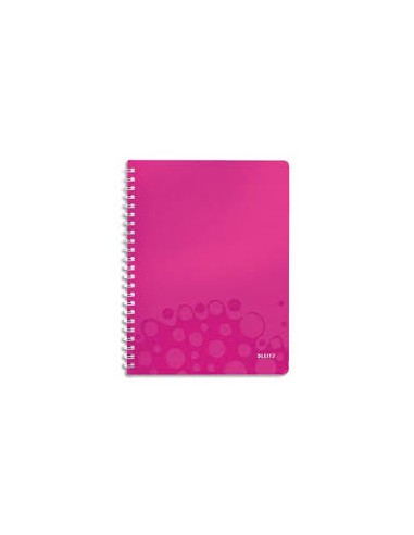 LEITZ Cahier WOW spirales 160 pages détachables 80g A4 5x5. Couverture polypropylène Rose