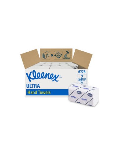 KLEENEX Colis de 15 Paquets de 124 Essuie-mains ultra doux extrême 2 plis plié en Z Ft 21,5x31,5 cm Blanc