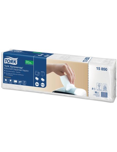 TORK Colis 5 paquets de 200 Serviettes enchevêtrées Blanches 2 plis 21,6x16,6cm pour distrib Xpressnap N4