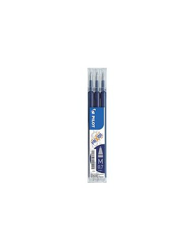 PILOT Set de 3 recharges pour roller FriXion. Pointe fine 0,5 mm. Encre Noire