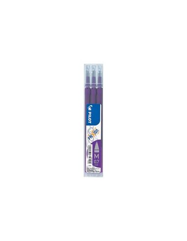 PILOT Set de 3 recharges pour roller FriXion. Pointe fine 0,5 mm. Encre Violet