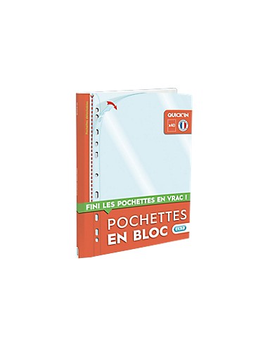 OXFORD Bloc de 40 pochettes perforées Quick' In A4 en polypropylène 9/100e lisse incolore