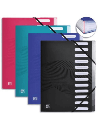 OXFORD Trieur à rabat extensible OSMOSE format A4 12 positions PP 5/10e. Coloris assortis