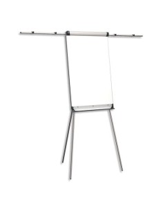 PERGAMY Chevalet trépied cadre aluminium, surface laquée magnétique, 2 bras latéraux - L75 x H107-195 cm