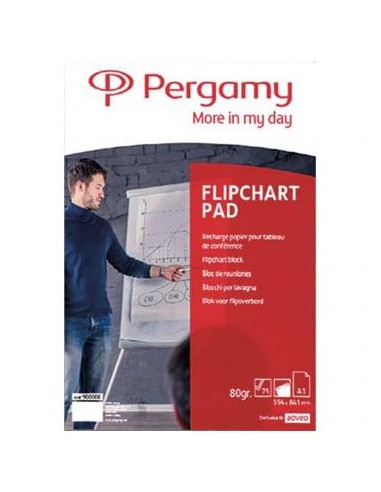 PERGAMY Recharge papier pour chevalets 20 feuilles format A1, 70g Blanc Uni