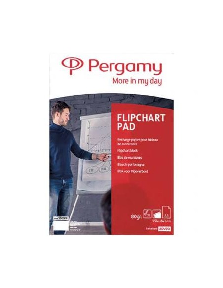 PERGAMY Rouleau de recharge papier pour chevalets 40 feuilles format A1, 70g Blanc Uni