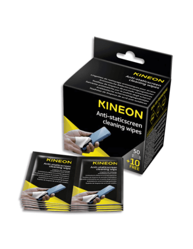 KINEON Boîte de 60 lingettes écrans antistatiques (50 unités + 10 offertes) AMCA60KIN