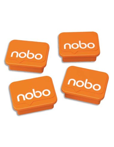 NOBO Paquet de 4 aimants pour tableaux Blancs ou verre magnétique. Orange