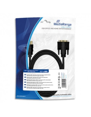 MEDIARANGE Câble adaptateur HDMI rapide pr DVI,plaqués,HDMI male/DVI-D male (18+1 broche),2m,Noir MRCS185