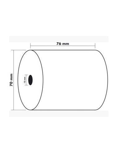 NEUTRE Bobine caisse standard 76x70x12mm, 22 mètres, papier 2 plis Blanc/Jaune chimique autocopiant 55g