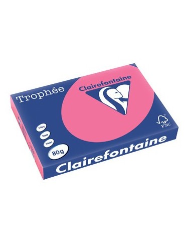 CLAIREFONTAINE Ramette de 500 feuilles papier couleur TROPHEE 80 grammes format A3 Rose Fuchsia 1898