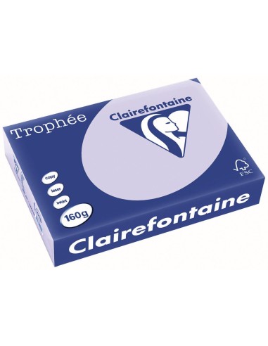 CLAIREFONTAINE Ramette de 250 feuilles papier couleur TROPHEE 160 grammes format A4 lilas 1043