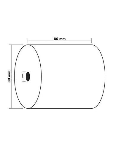 NEUTRE Bobine carte bancaire 80x80x12mm, 90 mètres, papier thermique 1 pli sans phénol Longue Cons. 48g