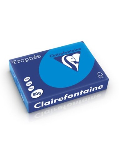 CLAIREFONTAINE Ramette de 500 feuilles papier couleur TROPHEE 80 grammes format A4 Bleu turquoise 1781