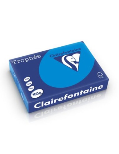 CLAIREFONTAINE Ramette de 250 feuilles papier couleur TROPHEE 160 grammes format A4 Bleu turquoise 1022