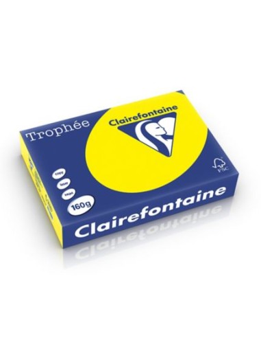 CLAIREFONTAINE Ramette de 250 feuilles papier couleur TROPHEE 160 grammes format A4 Jaune soleil 1029