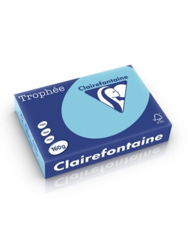 CLAIREFONTAINE Ramette de 250 feuilles papier couleur TROPHEE 160 grammes format A4 Bleu alizé 1105